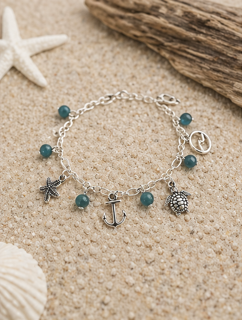 personalised coastal charm bracelet